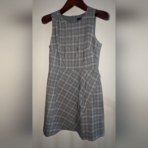 Banana Republic Gray Black Wool Blend Plaid Layered Front Dress Size 8